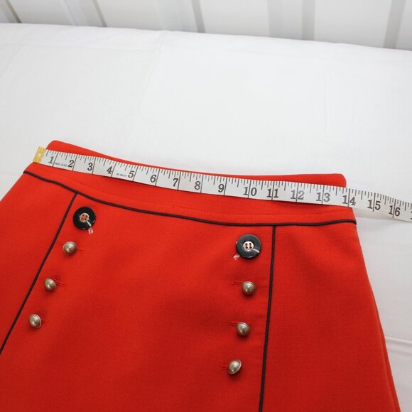 Leifsdottir for Anthropologie Regatta Orange Navy A-Line Mini Skirt - Size 2 - Picture 7 of 8